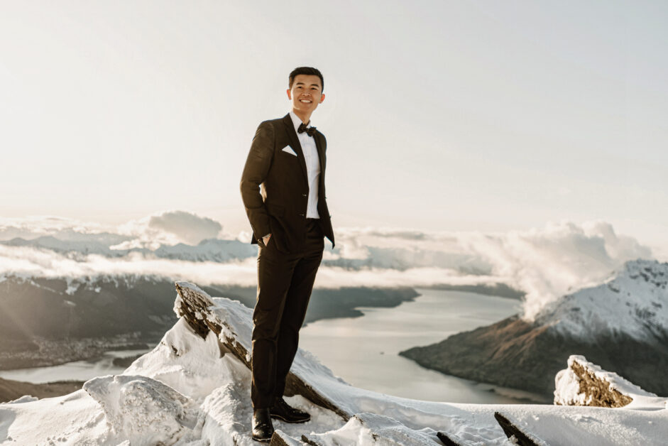 Amazing snow mountain with lake view | New Zealand heli pre-wedding