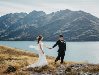 New Zealand mountain top pre-wedding with amazing view